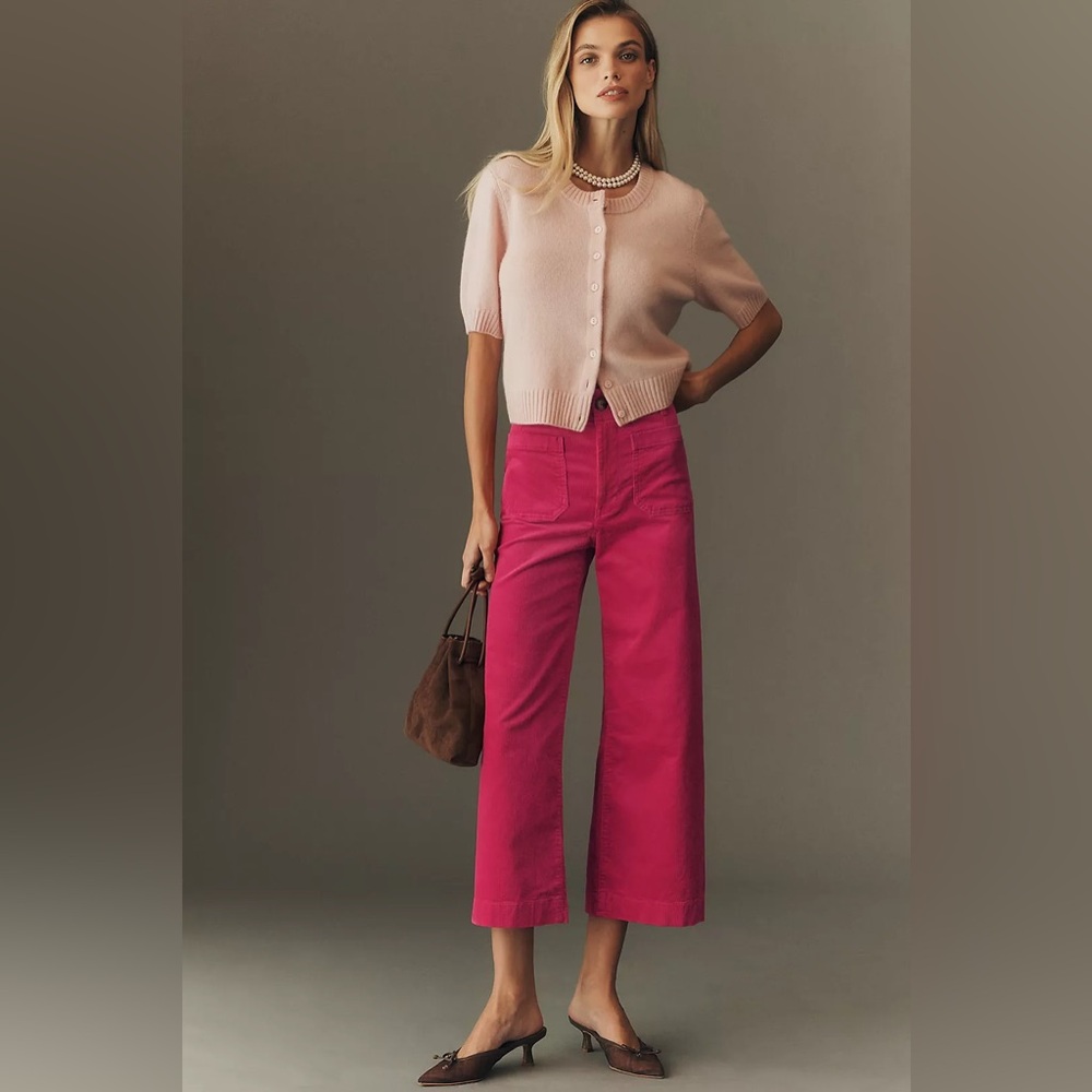 MAEVE Anthropologie The Colette Hot Fuschia Pink Corduroy Pants Size 27